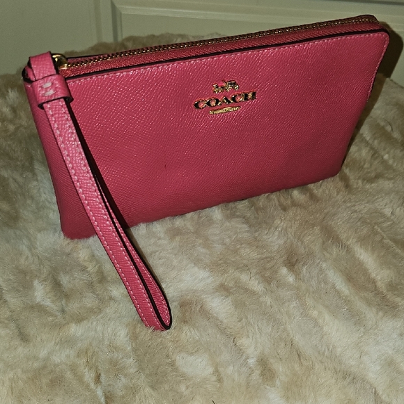 Coach Handbags - Coach Pink Wristlet Clutch